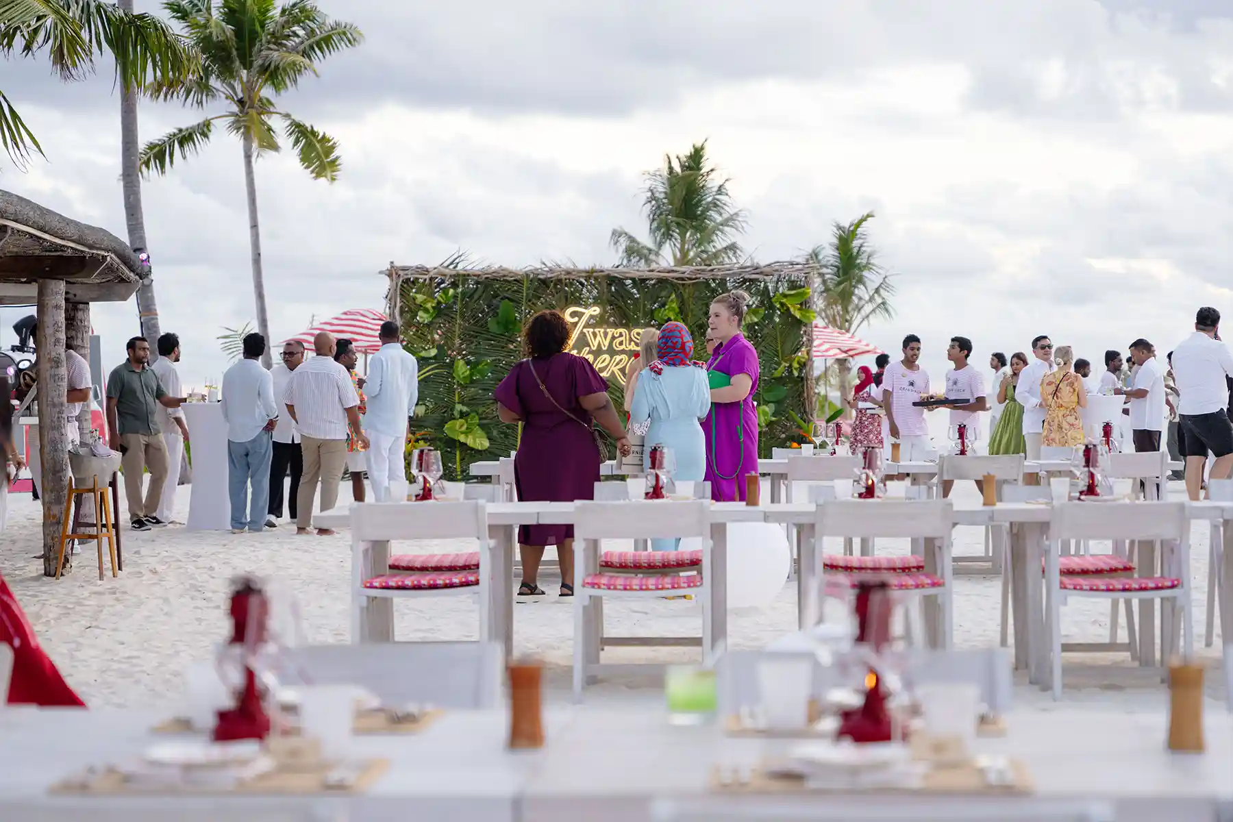 Guests gathering at the Sunset Soirée